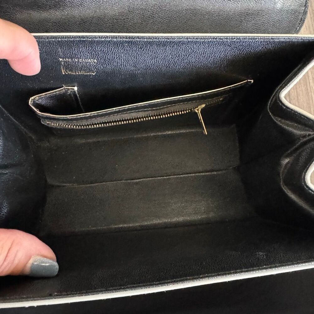 Vintage Made In Canada Structured Top Handle Handbag Minimalist Grey Elegance - Picture 7 of 9
